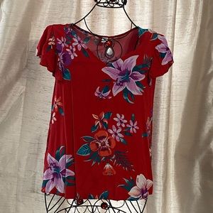 Hawaiian red print, beautiful short sleeve